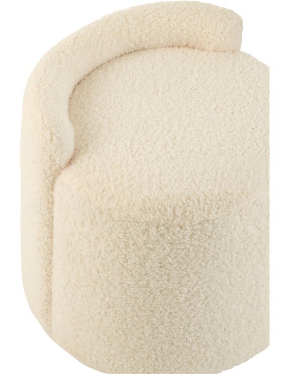 Pouf rond blanc dossier bouclé confort cocooning élégant