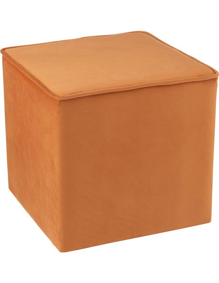 Pouf cube velours ocre design moderne pour salon cosy