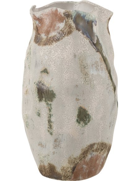 Vase lune en argile beige effet artisanal décoratif élégant