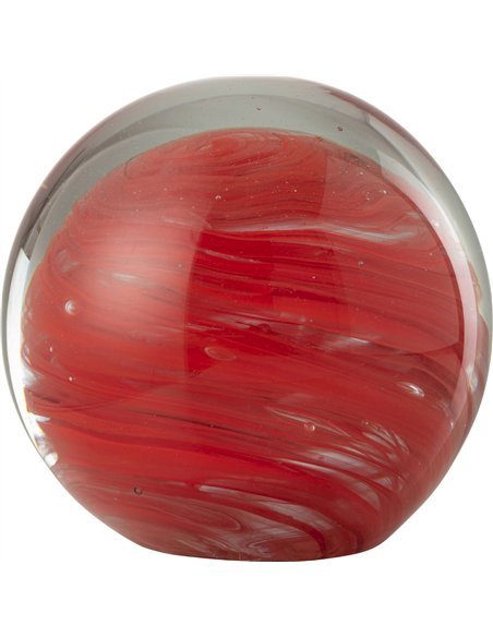 presse papier rond en verre rouge décoratif élégant