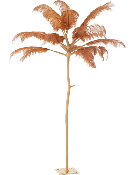 arbre décoratif plumes métal or ocre pour salon raffiné