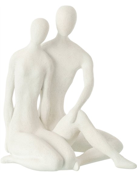 statue couple assis moderne résine blanche design élégant