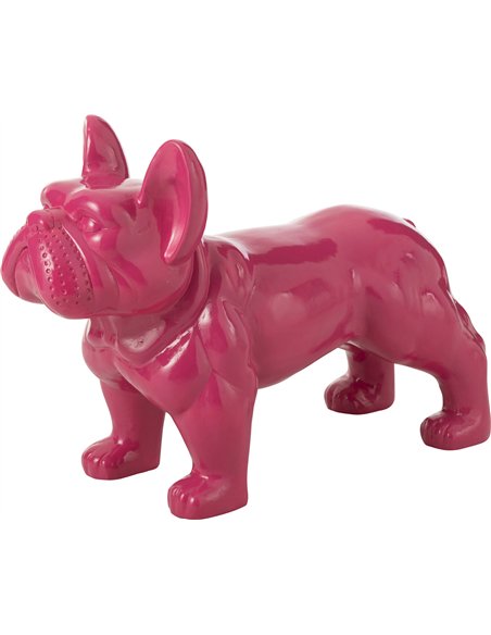 bulldog rose fuchsia figurine design déco moderne