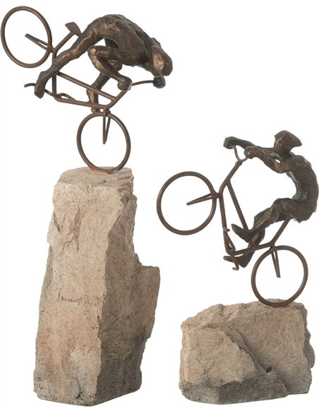 sculpture cycliste sur pierre décoration intérieure élégante