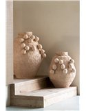 vase artisanal en papier couleur naturelle avec pendentif