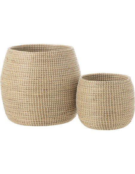 Panier rangement jonc de mer blanc naturel élégant déco maison