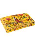 couverture jaune velours oiseaux fleurs élégante déco salon