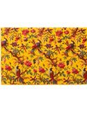 linge de maison couverture jaune oiseaux fleurs douillet