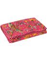 couverture velours rose motif oiseaux et fleurs élégante