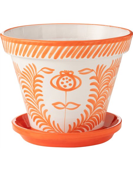 Cache pot céramique décor andalou orange peint main Granada