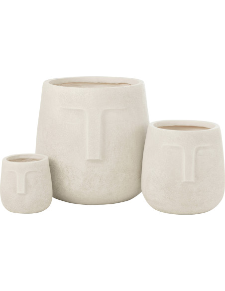cachepot moai blanc en argile style contemporain