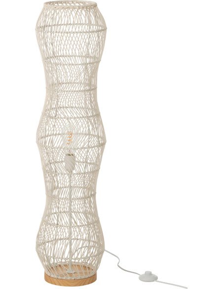 lampadaire en rotin blanc élégant design torsadé