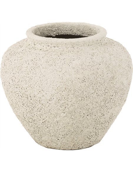 cache pot rond blanc antique en poterie élégante