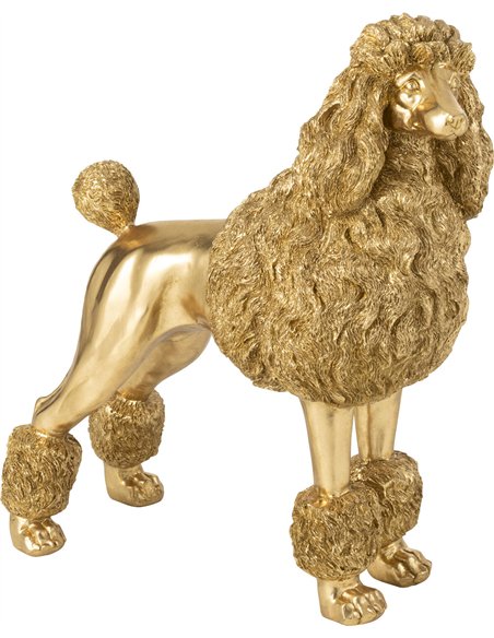 statue caniche doré décoratif polyresine chic