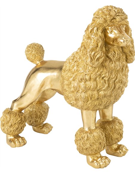 statue poodle doré déco élégante salon