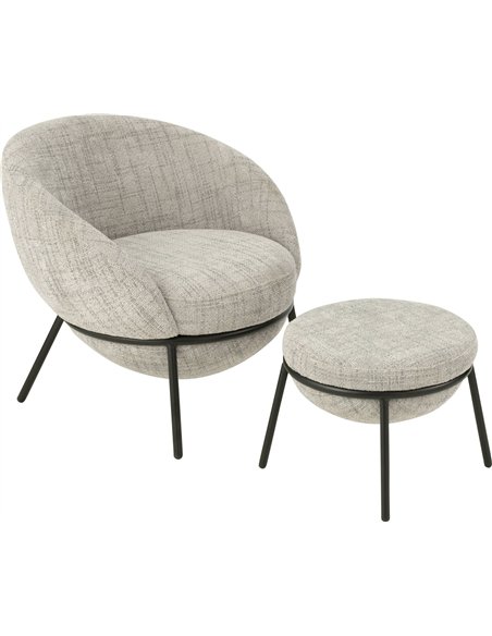 chaise longue grise élégante avec repose pied métal salon