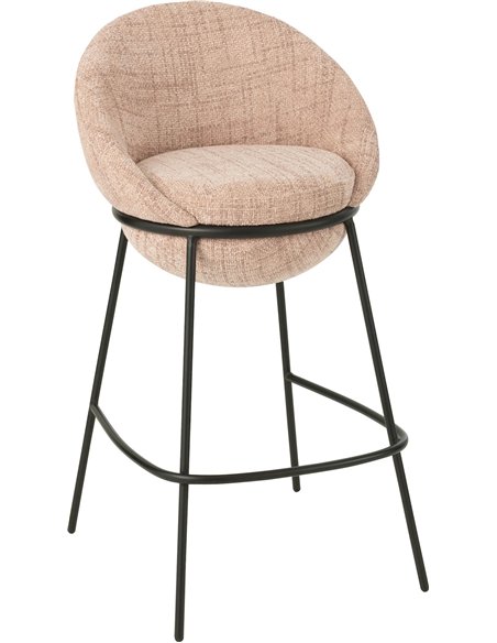 tabouret de bar rose clair design avec pieds en fer noir