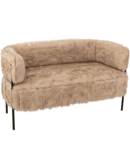 canapé cosy fourrure beige pieds métal design chic