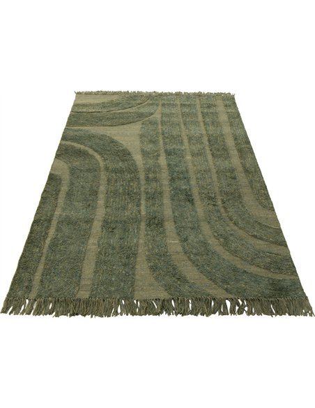 tapis laine vert kaki design contemporain élégant