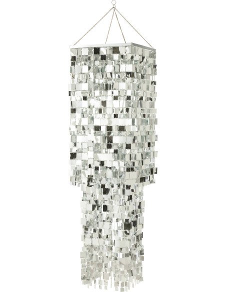 abat-jour chandelier argenté design effet miroir élégant