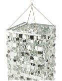 Abat-jour chandelier carré pvc argenté effet miroir chic