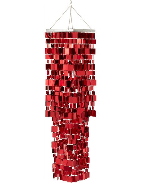 abat-jour chandelier carré rouge élégant luminaire moderne