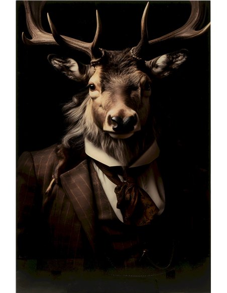 cerf élégant en costume décoration murale verre coloré