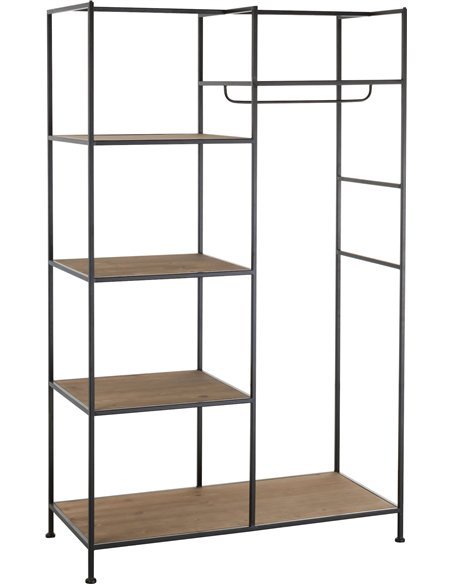 portant vêtements métal bois noir style loft chic