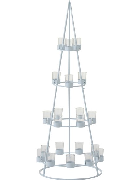 arbre photophore design métal verre blanc élégant pour salon