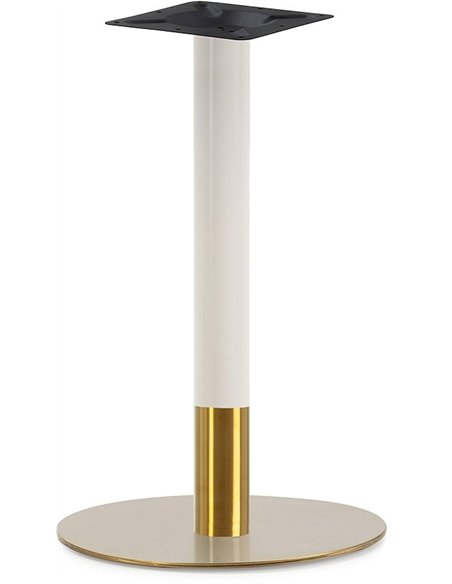 Pied de table acier blanc doré élégant pour plateau rond