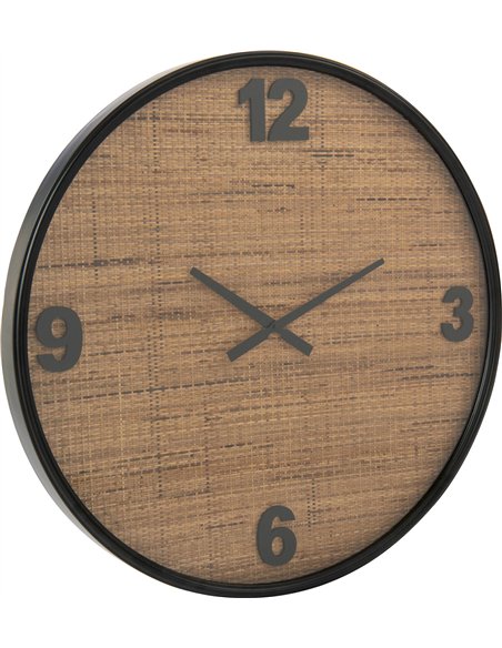 Horloge murale bois marron noir design élégant pour salon moderne