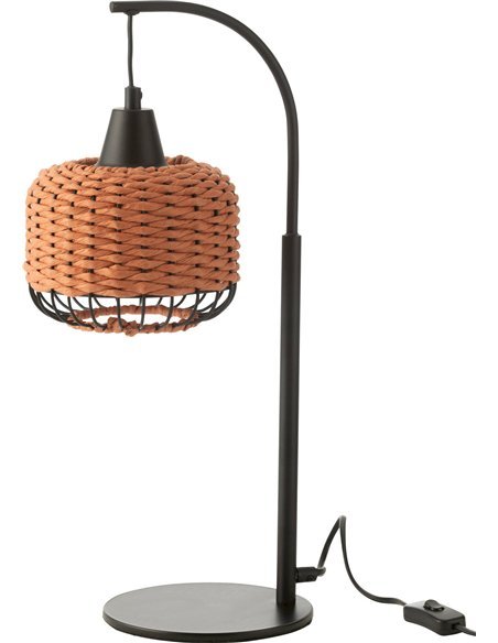 Lampe lanterne orange en métal design contemporain pour salon