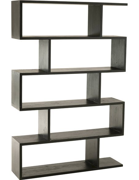 Bibliothèque lattes verticales bois noir mat design moderne