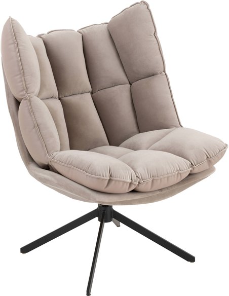 Chaise relax avec coussins confort sur structure métal gris clair