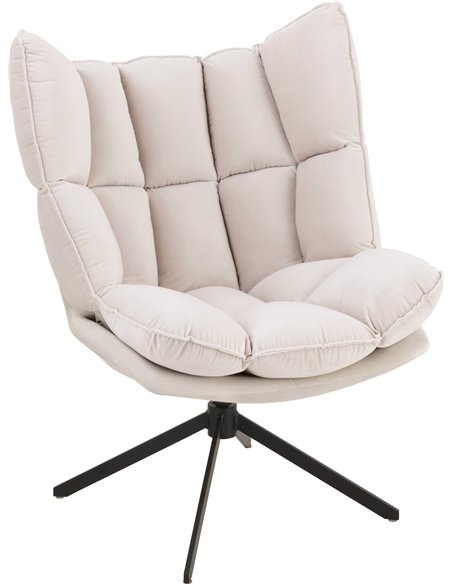Chaise relax avec coussins confort sur structure métal beige