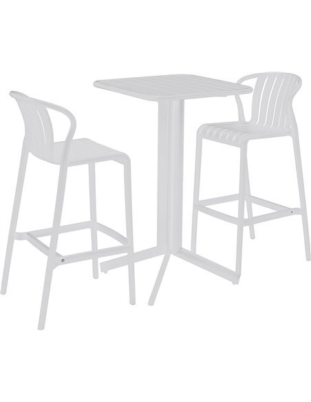 Ensemble table bar blanc terrasse et jardin élégant