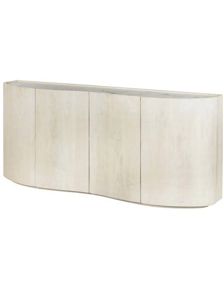 Buffet en bois de manguier et marbre style naturel élégant