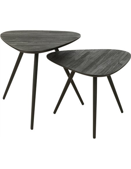 Table d appoint triangulaire teck recyclé noir style moderne