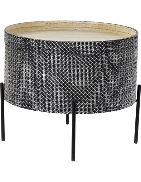 Table d'appoint bois et métal finition argentée