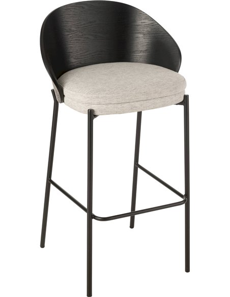 Chaise de bar design bois noir assise confortable grise