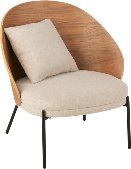 Chaise lounge bois naturel et métal beige confort élégant