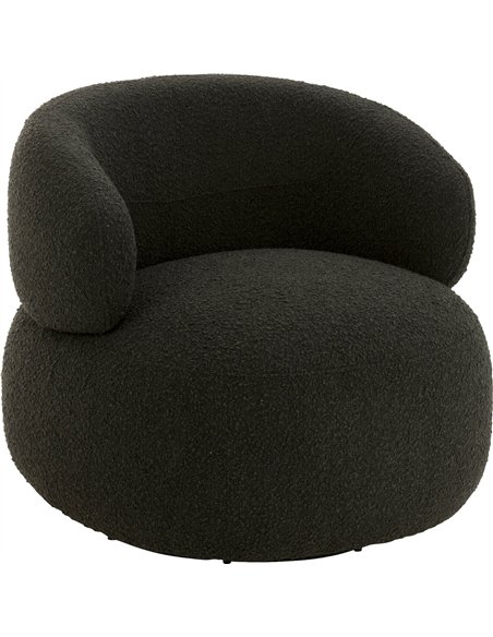 Fauteuil pivotant rond en mousse noir design contemporain