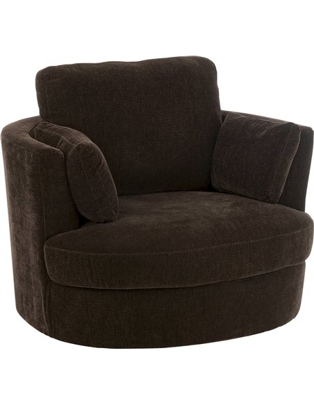 Fauteuil pivotant bois peuplier mousse marron foncé élégant