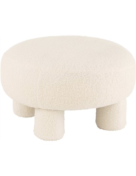 Pouf rond blanc en tissu bouclé pieds design confort moderne