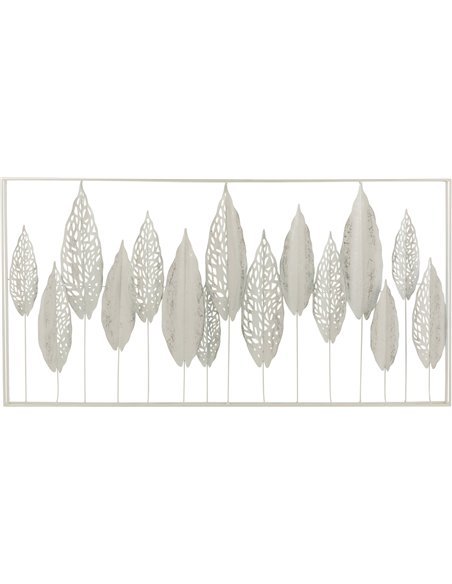 Décoration murale feuille en métal blanc élégance naturelle