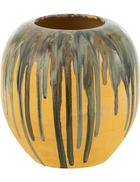 Cachepot peint effet céramique multicolore lignes artistiques