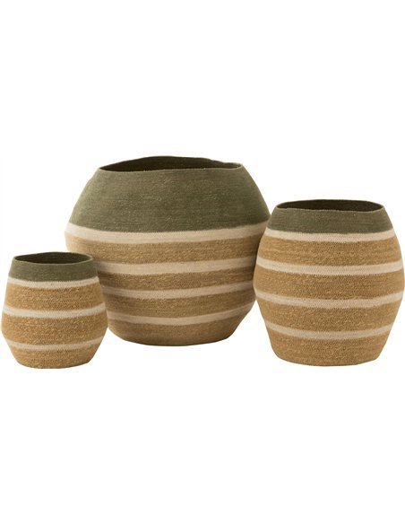 Panier en jonc tressé vert naturel pour rangement déco maison