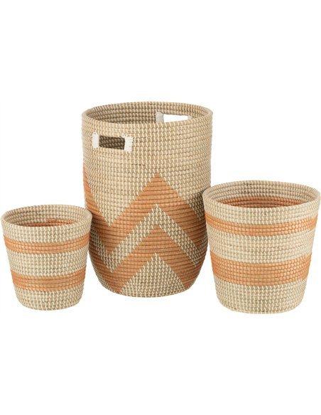 Panier rayé en raphia orange pour un rangement tendance