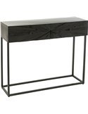 Console bois noir élégante avec structure en fer moderne