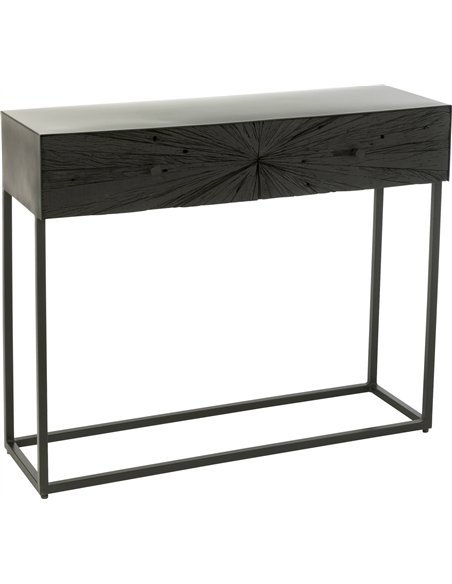 Console bois noir élégante avec structure en fer moderne